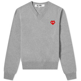 【送料無料】 コム・デ・ギャルソン レディース パーカー・スウェット アウター Comme des Garcons Play Invader Heart V-Neck Pullover Light Grey