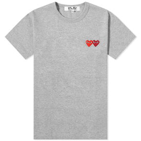 【送料無料】 コム・デ・ギャルソン レディース Tシャツ トップス Comme des Garcons Play Women's Double Heart Logo T-Shirt Grey