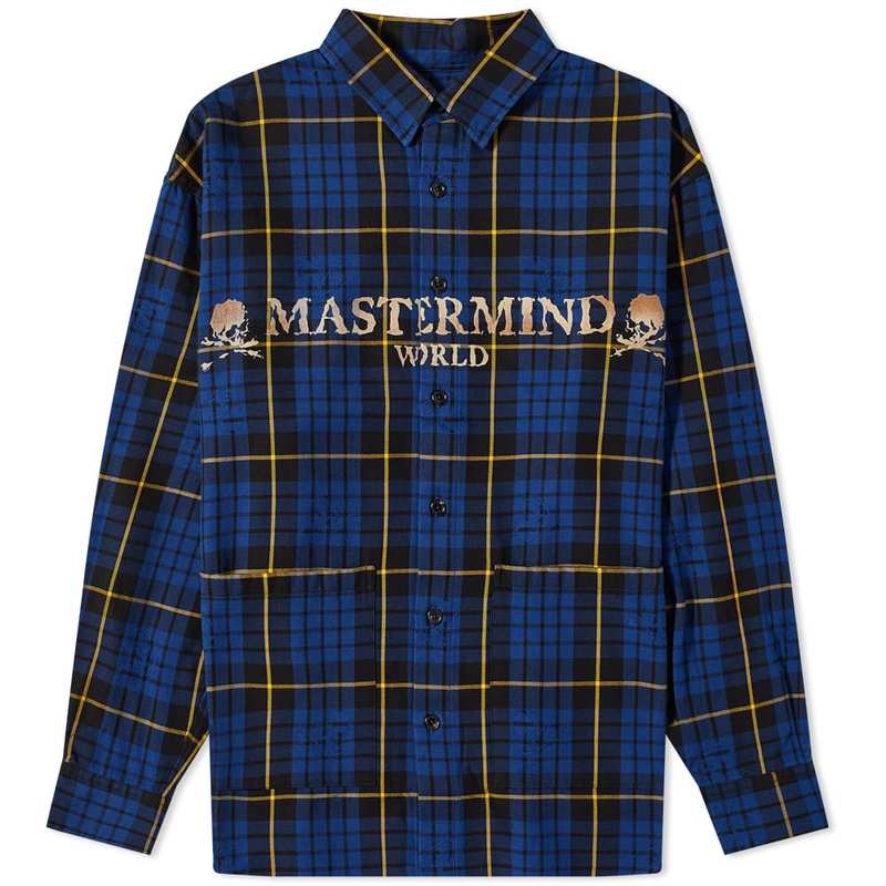  マスターマインド メンズ シャツ トップス MASTERMIND WORLD Oversized Plaid Shirt Blue