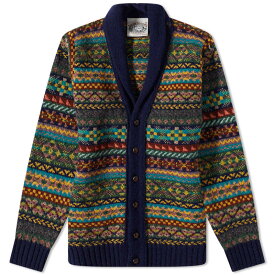 【送料無料】 ジャミーソンズオブシェトランド メンズ ニット・セーター カーディガン アウター Jamieson's of Shetland Fair Isle Shawl Collar Cardigan Dark Navy