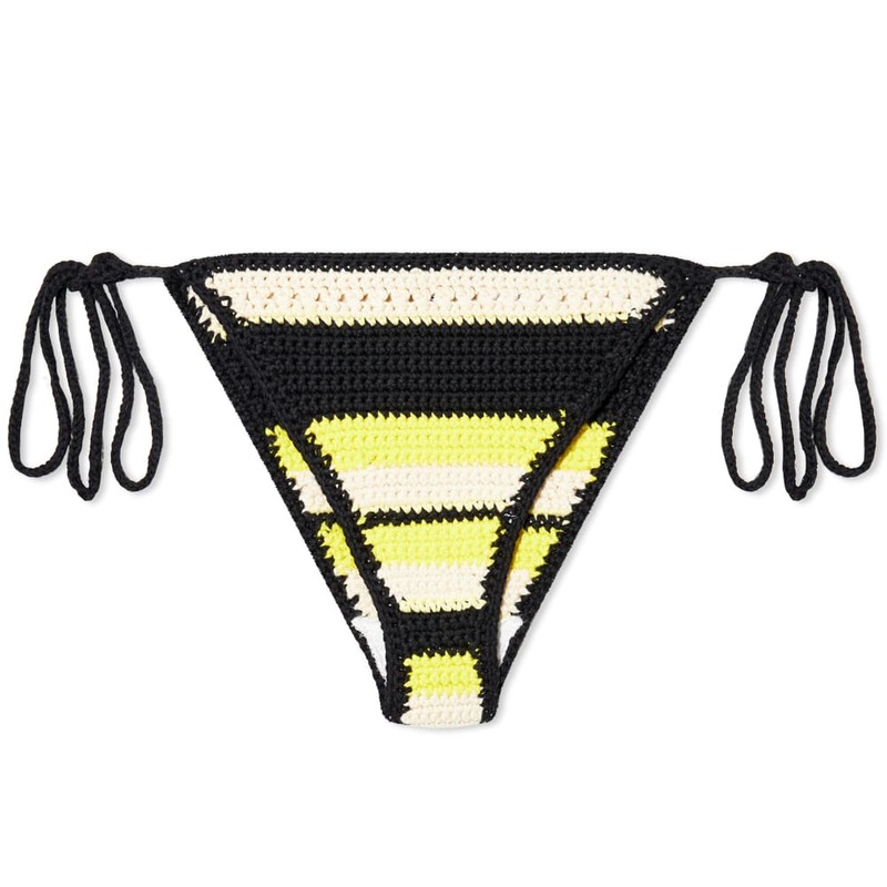 ガニー レディース ボトムスのみ 水着 GANNI Crochet String Bikini Bottom Golden Kiwi 【67%OFF!】