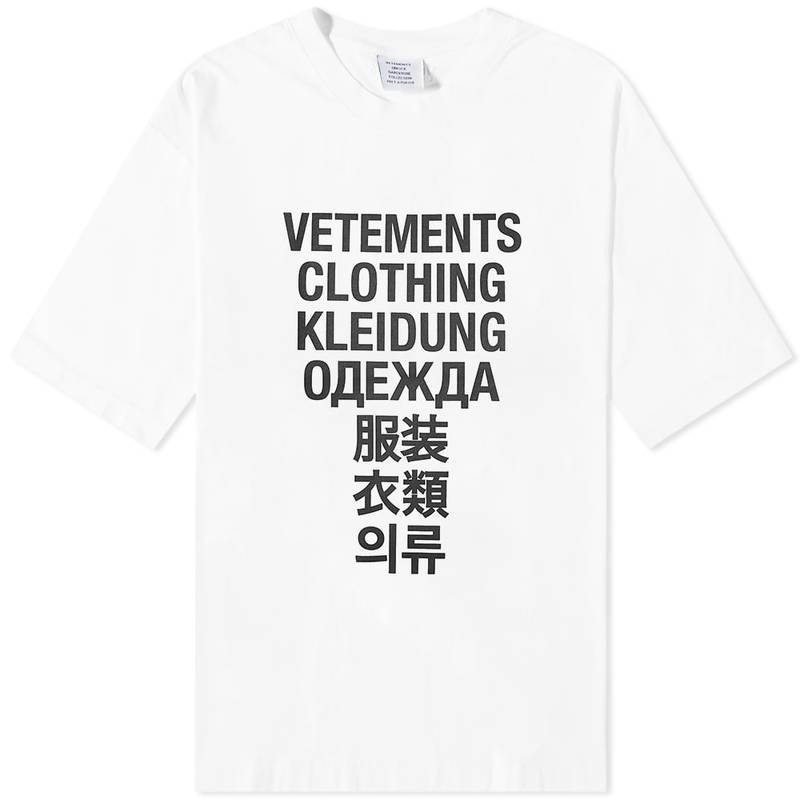 【★大感謝セール】 ヴェトモン メンズ Tシャツ トップス VETEMENTS Translation Tee White  Black