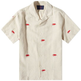 【送料無料】 ポーチュギースフランネル メンズ シャツ トップス Portuguese Flannel Crab Embroidered Vacation Shirt Beige