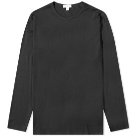 【送料無料】 サンスペル メンズ Tシャツ トップス Sunspel Long Sleeve Crew Neck T-Shirt Black