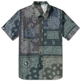 【送料無料】 ファンダメンタル メンズ シャツ トップス FDMTL Short Sleeve Bandana Patchwork Shirt Khaki