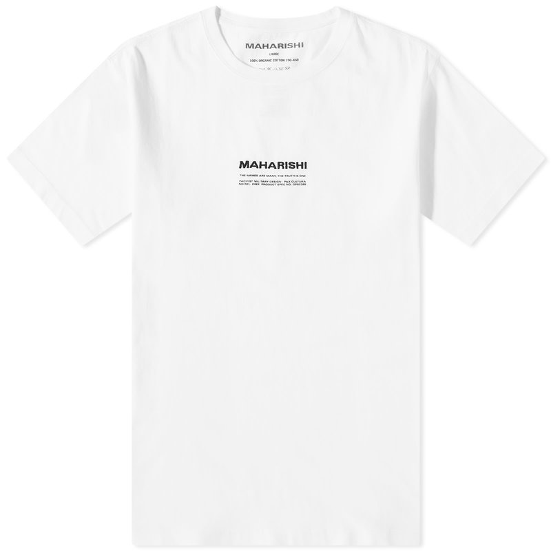  マハリシ メンズ Tシャツ トップス Maharishi MILTYPE Embroidery Logo Tee White