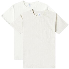 【送料無料】 ベルバシーン メンズ Tシャツ トップス Velva Sheen 2 Pack Pocket T-Shirt White & Oatmeal