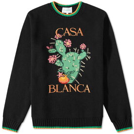 【送料無料】 カサブランカ メンズ ニット・セーター アウター Casablanca Cactus Intarsia Crew Knit Black