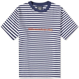 【送料無料】 ビリオネアボーイズクラブ メンズ Tシャツ トップス Billionaire Boys Club Serif Logo Stripe T-Shirt Navy Stripe