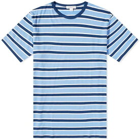 【送料無料】 サンスペル メンズ Tシャツ トップス Sunspel Classic Crew Neck T-Shirt Coast & Cool Blue Stripe
