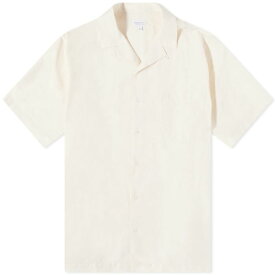 【送料無料】 サンスペル メンズ シャツ トップス Sunspel Cotton Linen Short Sleeve Shirt Ecru