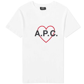 【送料無料】 アーペーセー メンズ Tシャツ トップス A.P.C. Valentin Heart Logo T-Shirt White