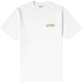 【送料無料】 カーハート メンズ Tシャツ トップス Carhartt WIP University Script T-Shirt White & Gold