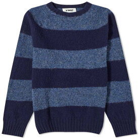 【送料無料】 ワイエムシー メンズ ニット・セーター アウター YMC Suedehead Stripe Crew Knit Navy-Blue