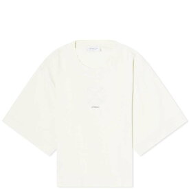 【送料無料】 オフ-ホワイト レディース Tシャツ トップス Off-White Small Arrow Pearls Logo Crop T-Shirt Beige