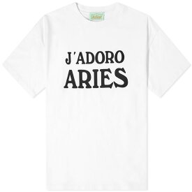 【送料無料】 アリーズ レディース Tシャツ トップス Aries J'Adoro Aries SS T-Shirt White