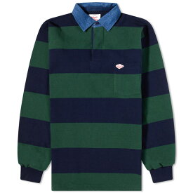 【送料無料】 バテンウェア メンズ シャツ トップス Battenwear Pocket Rugby Shirt Green & Navy Stripe