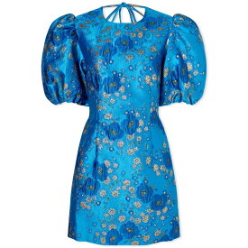 【送料無料】 ガニー レディース ワンピース トップス GANNI Open Back Mini Dress Brilliant Blue