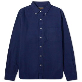 【送料無料】 ビームス プラス メンズ シャツ トップス Beams Plus Button Down Solid Flannel Shirt Navy