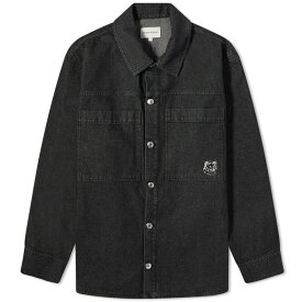 【送料無料】 メゾンキツネ メンズ シャツ トップス Maison Kitsune Fox Hed Patch Denim Overshirt Washed Black