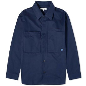 【送料無料】 メゾンキツネ メンズ シャツ トップス Maison Kitsune Tonal Fox Head Patch Overshirt Ink Blue