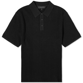 【送料無料】 ラグアンドボーン メンズ ポロシャツ トップス Rag & Bone Harvey Knit Polo Shirt Black