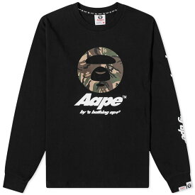 【送料無料】 ベイシング エイプ メンズ Tシャツ トップス AAPE New Face Long Sleeve T-Shirt Black