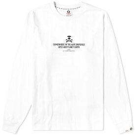【送料無料】 ベイシング エイプ メンズ Tシャツ トップス AAPE Big X-Bone Long Sleeve T-Shirt White
