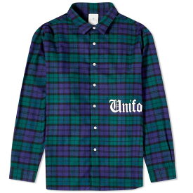 【送料無料】 ユニフォームエクスペリメント メンズ シャツ トップス Uniform Experiment Gothic Logo Flannel Shirt Green