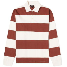 【送料無料】 アーペーセー メンズ ポロシャツ トップス A.P.C. Riley Block Stripe Long Sleeve Polo Whisky