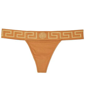 【送料無料】 ヴェルサーチ レディース パンツ アンダーウェア Versace Organic Cotton Thong Caramel