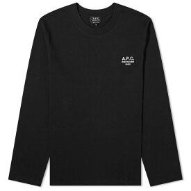 【送料無料】 アーペーセー メンズ Tシャツ トップス A.P.C. Long Sleeve Olivier Embroidered Logo T-Shirt Black