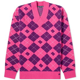 【送料無料】 アクネ ストゥディオズ メンズ ニット・セーター アウター Acne Studios Kwan Argyle Face Jumper Bright Pink & Mid Purple