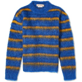 【送料無料】 マルニ メンズ パーカー・スウェット アウター Marni Stripe Mohair Crew Sweat Royal Blue