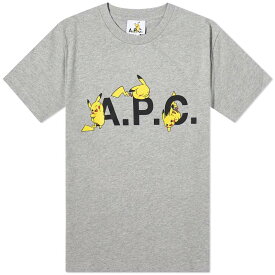【送料無料】 アーペーセー レディース Tシャツ トップス A.P.C. Pokemon Pikachu T-Shirt Plb Heathered Light Grey