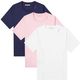 【送料無料】 マルニ レディース Tシャツ トップス Marni Loose Fit T-Shirt - 3 Set Pink Gummy