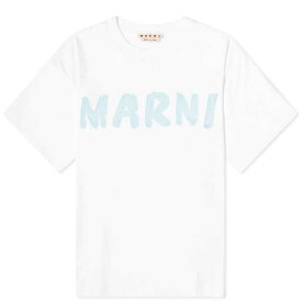 【送料無料】 マルニ レディース Tシャツ トップス Marni Large Logo T-Shirt Lily White