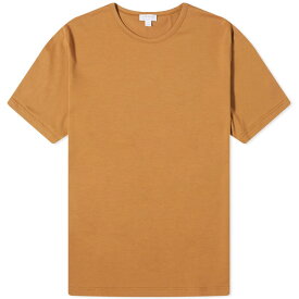 【送料無料】 サンスペル メンズ Tシャツ トップス Sunspel Classic Crew Neck T-Shirt Dark Camel