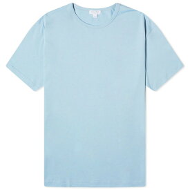 【送料無料】 サンスペル メンズ Tシャツ トップス Sunspel Classic Crew Neck T-Shirt Sky Blue