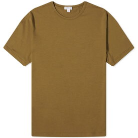 【送料無料】 サンスペル メンズ Tシャツ トップス Sunspel Classic Crew Neck T-Shirt Dark Olive