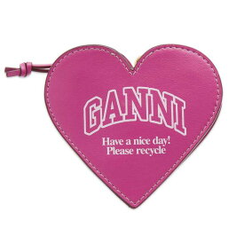 【送料無料】 ガニー レディース 財布 アクセサリー GANNI Funny Heart Zip Coin Purse Shocking Pink