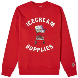 【送料無料】 アイスクリーム メンズ パーカー・スウェット アウター ICECREAM Supplies Crew Sweat Red