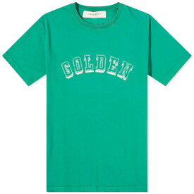 【送料無料】 ゴールデングース メンズ Tシャツ トップス Golden Goose Golden Logo T-Shirt Green Jacket & Herritage White