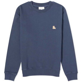 【送料無料】 メゾンキツネ メンズ パーカー・スウェット アウター Maison Kitsune Chillax Fox Patch Crew Sweat Ink Blue