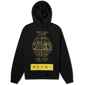 【送料無料】 マルニ メンズ パーカー・スウェット フーディー アウター Marni Cuffs Print Hoodie Black