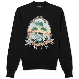 【送料無料】 アミリ メンズ パーカー・スウェット アウター AMIRI Cherub Palm Tree Crew Sweat Black