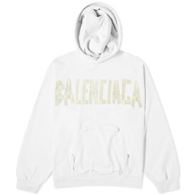 【送料無料】 バレンシアガ メンズ パーカー・スウェット フーディー アウター Balenciaga Distressed Popover Hoody White