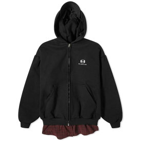 【送料無料】 バレンシアガ メンズ パーカー・スウェット フーディー アウター Balenciaga Runway Layered Hoody Washed Black