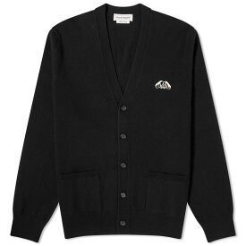 【送料無料】 アレキサンダー・マックイーン メンズ ニット・セーター カーディガン アウター Alexander McQueen Embroidered Seal Logo Cardigan Black