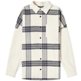 【送料無料】 パーム・エンジェルス メンズ シャツ トップス Palm Angels Back Logo Check Overshirt Off White